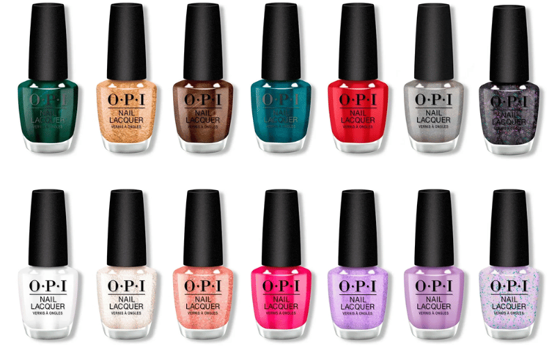 Alt Text: Selection of OPI nail colours available at re:new Hair & Beauty in Woodhall Spa
