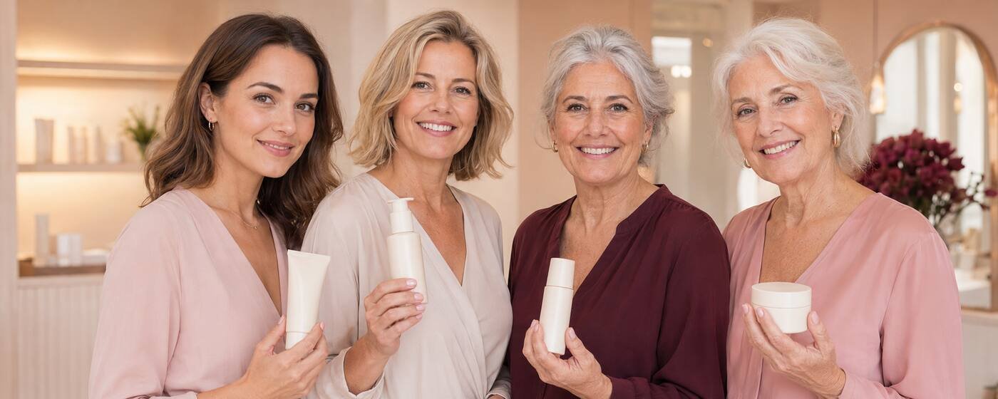 Women of different ages representing the Radiant Skin for Life Club at re:new Woodhall Spa