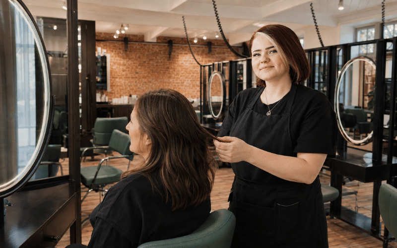 Hair stylist Jade providing a personal hair consultation at re:new salon in Woodhall Spa